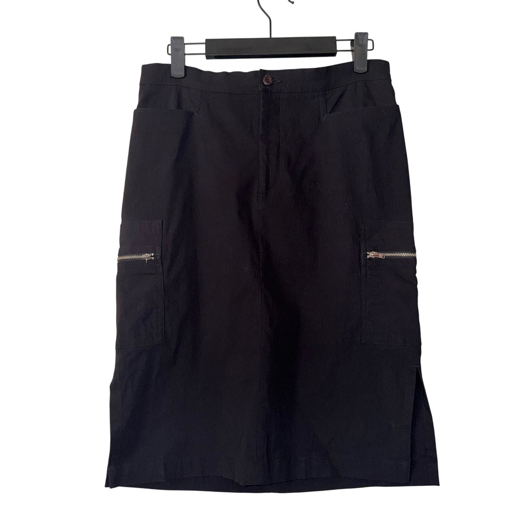 Guess Jeans Black Cargo Midi Skirt Utility Zip Pockets Size 28 Y9372565